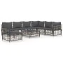 Gartenmöbel-Set 8-teilig und anthrazitfarbene PE-Rattan-Kissen von vidaXL, Outdoor-Sofas - Ref: Foro24-3186769, Preis: 635,94...