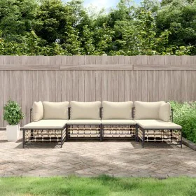 Juego de muebles de jardín 6 pzas cojines antracita ratán PE de vidaXL, Sofás de exterior - Ref: Foro24-3186778, Precio: 437,...