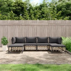Juego de muebles de jardín 6 pzas cojines antracita ratán PE de vidaXL, Sofás de exterior - Ref: Foro24-3186779, Precio: 433,...
