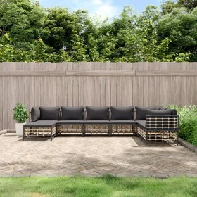 Garden furniture set 8 pieces and anthracite PE rattan cushions by vidaXL, Outdoor sofas - Ref: Foro24-3186791, Price: 611,62...