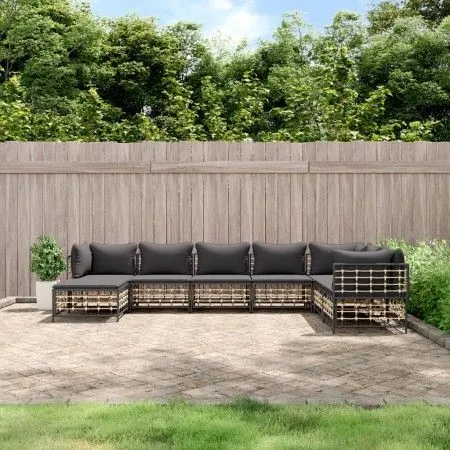 Garden furniture set 8 pieces and anthracite PE rattan cushions by vidaXL, Outdoor sofas - Ref: Foro24-3186791, Price: 611,62...