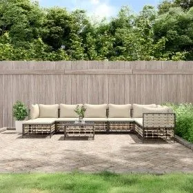 Garden furniture set 9 pieces and anthracite PE rattan cushions by vidaXL, Outdoor sofas - Ref: Foro24-3186792, Price: 745,49...