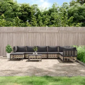 Garden furniture set 9 pieces and anthracite PE rattan cushions by vidaXL, Outdoor sofas - Ref: Foro24-3186793, Price: 693,72...