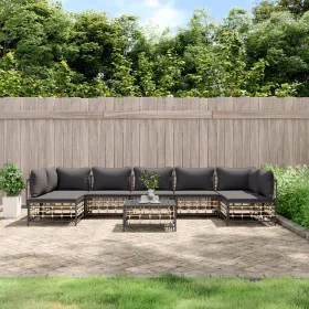 Garden furniture set 8 pieces and anthracite PE rattan cushions by vidaXL, Outdoor sofas - Ref: Foro24-3186795, Price: 621,61...