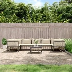 Garden furniture set 8 pieces and anthracite PE rattan cushions by vidaXL, Outdoor sofas - Ref: Foro24-3186802, Price: 659,27...