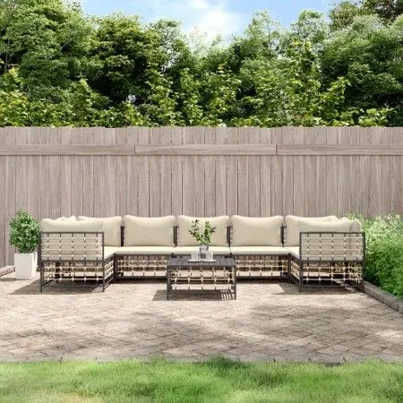 Garden furniture set 8 pieces and anthracite PE rattan cushions by vidaXL, Outdoor sofas - Ref: Foro24-3186802, Price: 659,27...