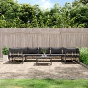 Garden furniture set 8 pieces and anthracite PE rattan cushions by vidaXL, Outdoor sofas - Ref: Foro24-3186803, Price: 650,30...