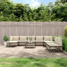 10-piece garden furniture set with anthracite PE rattan cushions by vidaXL, Outdoor sofas - Ref: Foro24-3186804, Price: 787,6...