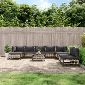 Garden furniture set 10 pieces and anthracite PE rattan cushions by vidaXL, Outdoor sofas - Ref: Foro24-3186805, Price: 778,9...