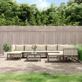 Juego de muebles de jardín 10 pzas y cojines ratán PE antracita de vidaXL, Sofás de exterior - Ref: Foro24-3186808, Precio: 8...