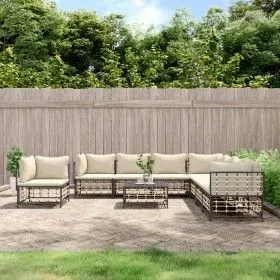 9-piece garden furniture set with anthracite PE rattan cushions by vidaXL, Outdoor sofas - Ref: Foro24-3186810, Price: 776,60...