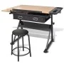 Tilting drafting table with 2 drawers and stool by vidaXL, Art and drawing tables - Ref: Foro24-20087, Price: 201,92 €, Disco...