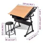 Mesa de dibujo inclinable con 2 cajones y taburete de vidaXL, Mesas para arte y dibujo - Ref: Foro24-20087, Precio: 201,92 €,...