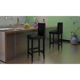 Taburetes de bar 6 unidades de cuero artificial negro de vidaXL, Taburetes de cocina - Ref: Foro24-160716, Precio: 598,87 €, ...