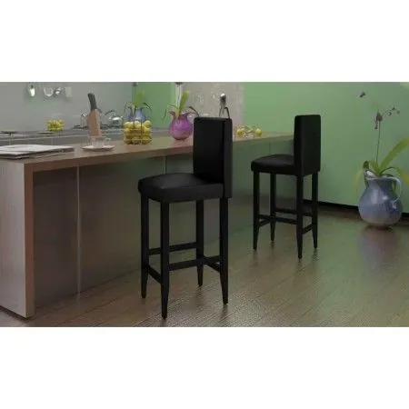 Taburetes de bar 6 unidades de cuero artificial negro de vidaXL, Taburetes de cocina - Ref: Foro24-160716, Precio: 598,87 €, ...