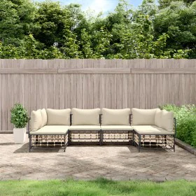 Garden furniture set 6 pieces anthracite cushions PE rattan by vidaXL, Outdoor sofas - Ref: Foro24-3186786, Price: 499,34 €, ...