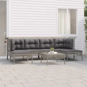 7-piece garden furniture set with gray synthetic rattan cushions by vidaXL, Garden sets - Ref: Foro24-3187553, Price: 371,98 ...