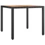 Mesa de jardín ratán PE negro y superficie madera maciza acacia de vidaXL, Mesas de jardín - Ref: Foro24-319548, Precio: 129,...