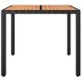 Mesa de jardín ratán PE negro y superficie madera maciza acacia de vidaXL, Mesas de jardín - Ref: Foro24-319548, Precio: 129,...