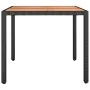 Mesa de jardín ratán PE negro y superficie madera maciza acacia de vidaXL, Mesas de jardín - Ref: Foro24-319548, Precio: 129,...