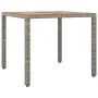 Mesa de jardín ratán PE gris y superficie madera maciza acacia de vidaXL, Mesas de jardín - Ref: Foro24-319549, Precio: 92,37...