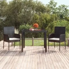 Garden table glass surface PE rattan black 90x90x75 cm by vidaXL, Garden tables - Ref: Foro24-319895, Price: 111,61 €, Discou...