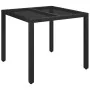 Mesa de jardín superficie de vidrio ratán PE negro 90x90x75 cm de vidaXL, Mesas de jardín - Ref: Foro24-319895, Precio: 111,6...