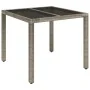 Mesa de jardín superficie de vidrio ratán PE gris 90x90x75 cm de vidaXL, Mesas de jardín - Ref: Foro24-319896, Precio: 105,98...