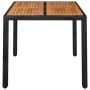 Mesa de jardín superficie de madera ratán PE negro 90x90x75 cm de vidaXL, Mesas de jardín - Ref: Foro24-319897, Precio: 155,4...
