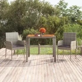 Garden table with gray PE rattan wood surface 90x90x75 cm by vidaXL, Garden tables - Ref: Foro24-319898, Price: 114,60 €, Dis...