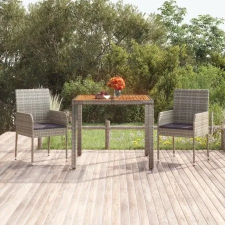 Garden table with gray PE rattan wood surface 90x90x75 cm by vidaXL, Garden tables - Ref: Foro24-319898, Price: 114,60 €, Dis...