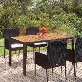 Mesa de jardín superficie de madera ratán PE negro 150x90x75 cm de vidaXL, Mesas de jardín - Ref: Foro24-319901, Precio: 190,...