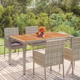Mesa de jardín superficie de madera ratán PE gris 150x90x75 cm de vidaXL, Mesas de jardín - Ref: Foro24-319902, Precio: 159,0...