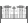 Black coated steel spear point fence gate 305x198cm by vidaXL, garden gates - Ref: Foro24-151097, Price: 443,61 €, Discount: %
