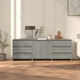 Aparador de 3 piezas madera manufacturada gris Sonoma de vidaXL, Aparadores - Ref: Foro24-3098071, Precio: 236,95 €, Descuent...