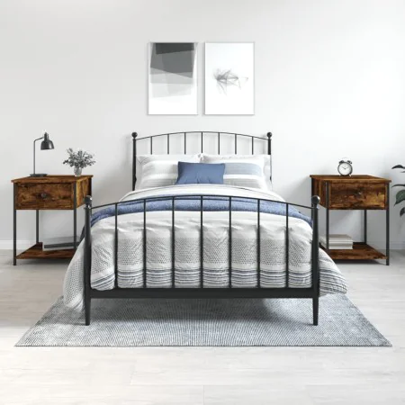 Mesitas noche 2 uds madera ingeniería roble ahumado 44x45x58 cm de vidaXL, Mesitas de noche - Ref: Foro24-825848, Precio: 52,...