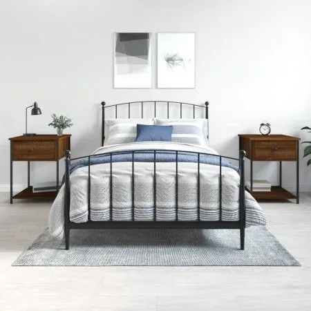 Mesitas noche 2 uds madera ingeniería marrón roble 44x45x58 cm de vidaXL, Mesitas de noche - Ref: Foro24-825852, Precio: 73,5...