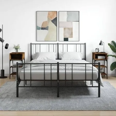 Mesita noche 2 uds madera ingeniería roble ahumado 35x34,5x70cm de vidaXL, Mesitas de noche - Ref: Foro24-825888, Precio: 44,...
