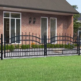 Spear point fence gate black coated steel 305x120cm by vidaXL, garden gates - Ref: Foro24-151094, Price: 304,50 €, Discount: %