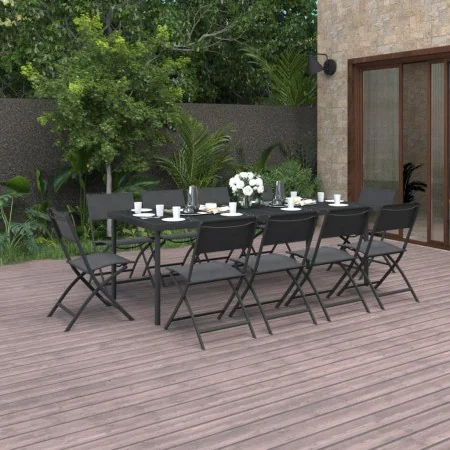 Juego de comedor de jardín 11 piezas acero de vidaXL, Conjuntos de jardín - Ref: Foro24-3073508, Precio: 543,31 €, Descuento: %
