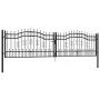 Black coated steel spear point fence gate 406x151 cm by vidaXL, garden gates - Ref: Foro24-151100, Price: 459,24 €, Discount: %