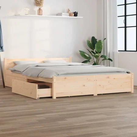 Bed frame with drawers 150x200 cm by vidaXL, Beds and slatted bases - Ref: Foro24-3103564, Price: 219,47 €, Discount: %