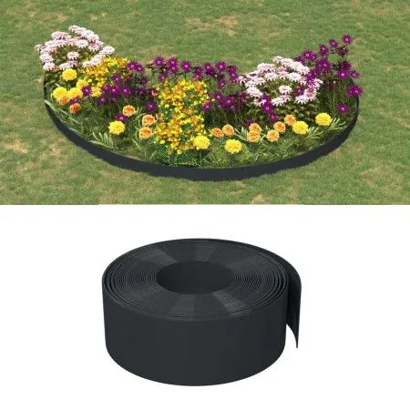 Bordura de jardín polietileno negro 10 m 20 cm de vidaXL, Ribetes y bordes para jardín - Ref: Foro24-154400, Precio: 43,56 €,...