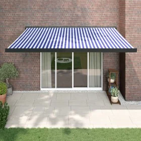 Toldo retráctil aluminio y tela azul y blanco 4x3 m de vidaXL, Toldos - Ref: Foro24-3154598, Precio: 718,43 €, Descuento: %