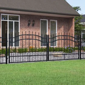 Puerta de valla punta lanza acero recubierto negro 305x151cm by vidaXL, garden gates - Ref: Foro24-151095, Price: 341,73 €, D...