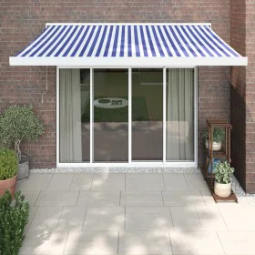 Toldo retráctil aluminio y tela azul y blanco 3,5x2,5 m von vidaXL, Markisen - Ref: Foro24-3154572, Preis: 530,10 €, Rabatt: %