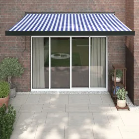 Toldo retráctil aluminio y tela azul y blanco 3x2,5 m de vidaXL, Toldos - Ref: Foro24-3154596, Precio: 537,22 €, Descuento: %