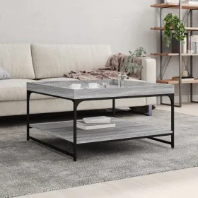 Mesa centro madera ingeniería y hierro gris Sonoma 80x80x45 cm de vidaXL, Mesas de centro - Ref: Foro24-832816, Precio: 62,23...