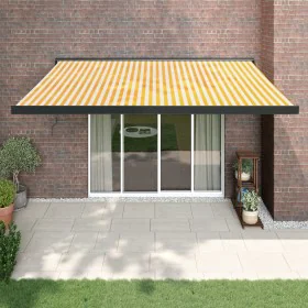 Toldo retráctil aluminio y tela amarillo y blanco 4x3 m de vidaXL, Toldos - Ref: Foro24-3154608, Precio: 725,52 €, Descuento: %