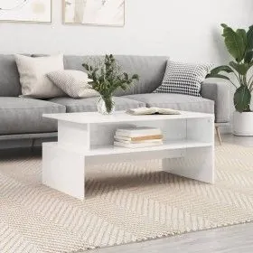 Mesa de centro madera de ingeniería blanco brillo 90x55x42,5 cm de vidaXL, Mesas de centro - Ref: Foro24-834282, Precio: 54,6...